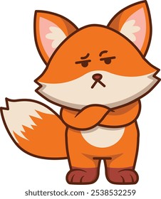 Cute Fox with Eyebrow Raised and Crossed Arms Illustration