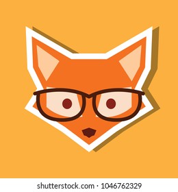 cute fox with eyeglasses vector