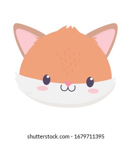 cute fox face animal cartoon isolated icon vector illustration