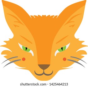 Cute fox face. Character tattoo design for  pet lovers, artwork for print, textiles. Isolated vector illustration.