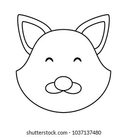 cute fox face icon over white background, vector illustration