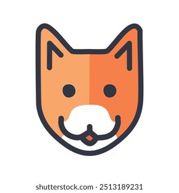 Cute fox face icon. A simple illustration of a fox face, perfect for use in branding, websites, and social media.