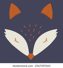 Cute Fox Face Illustration Graphic Vector. 