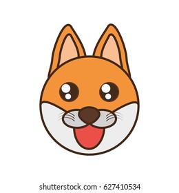 cute fox face kawaii style