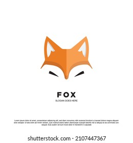 Cute Fox face logo design vector illustration