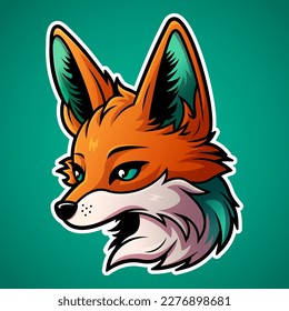 Cute fox face logo design in cartoon style wild animal