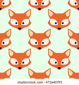 Cute fox face. Seamless wallpaper
