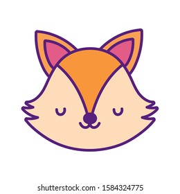 cute fox face toy cartoon character icon vector illustration