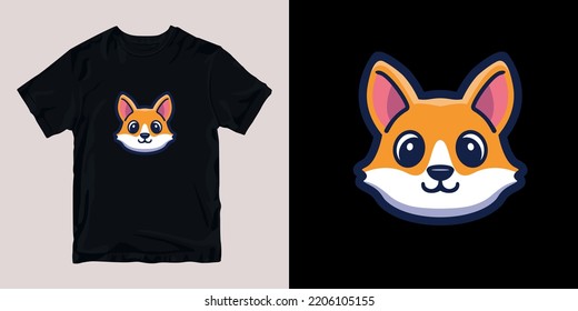 cute fox face t-shirt stylish and clothing printable trendy tshirt design. print, industrial products. global swatch