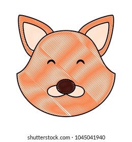 cute fox faceicon over white background, colorful design. vector illustration