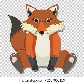 Cute fox in flat cartoon style illustration