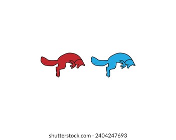 Cute fox in flat cartoon style,Set of fox dance,Cartoon forest animals,Hand drawn animal silhouette,collection, Wild animals with nature elements,Cartoon little fox collection set,Coloured wolf design