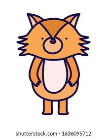 cute fox forest animal cartoon character on white background vector illustration