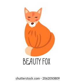 Cute Fox. Forest animal. Logo for design. Beauty Fox. Vector illustration isolated on white background.