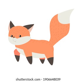zorro lindo. animales forestales. zorro rojo sobre fondo blanco. cachorro de zorro. ilustración vectorial de stock.