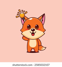 Cute fox get an idea cartoon vector illustration. vector cartoon illustration suitable for poster, brochure, web, mascot, sticker, logo and icon.