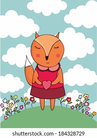 cute fox, greeting card