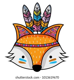 cute fox head animal with feathers
