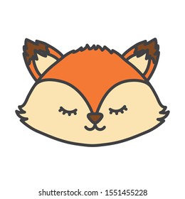 cute fox head animal on white background vector illustration
