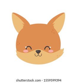 cute fox head cartoon icon on white background vector illustration