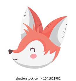 cute fox head cartoon on white background vector illustration