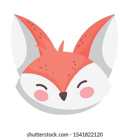 cute fox head cartoon on white background vector illustration
