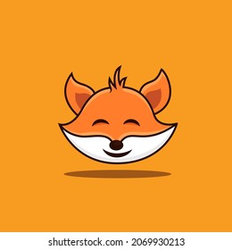 cute fox head character cartoon illustration vector editable for icon or logo