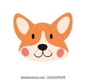 Cute fox head. Forest dweller, fauna and wild life. Logotype for company or organization in minimalist style. Childish print for nursery. Cartoon flat vector illustration