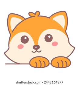 Cute fox head icon vector isolated. Illustration of a funny orange animal. Cute baby fox. Design element for banner.