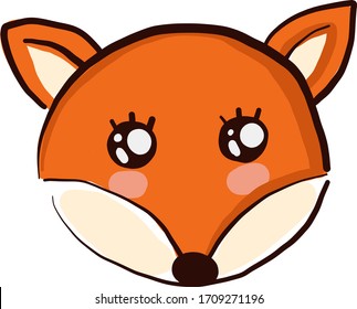 Cute fox head, illustration, vector on white background