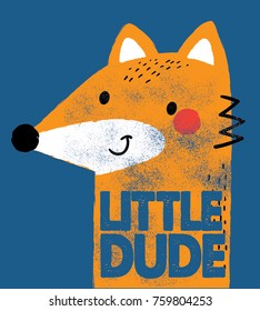 cute fox head illustration as vector for baby tee print