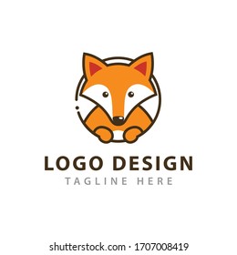 Cute Fox Head Inside A Circle Logo Vector Icon Illustration