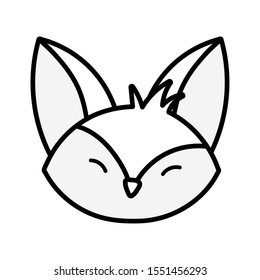 cute fox head on white background vector illustration thick line