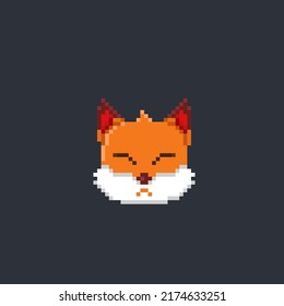 cute fox head in pixel art style