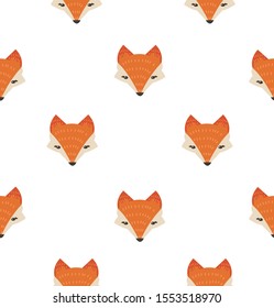 Cute fox head seamless pattern 