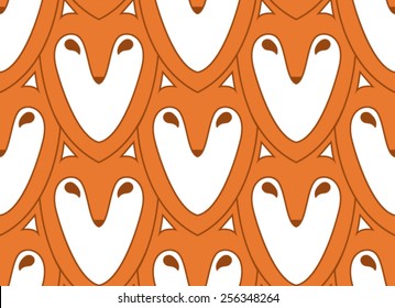 Cute fox head seamless pattern with brown strokes