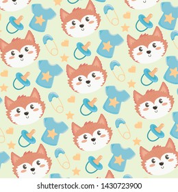 cute fox head with short and pacifier background