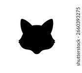 Cute fox head silhouette vector flat design on white background.