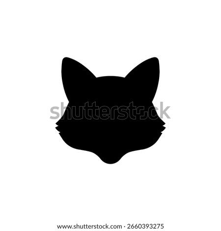 Cute fox head silhouette vector flat design on white background.