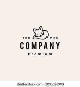 cute fox hipster vintage logo vector icon illustration