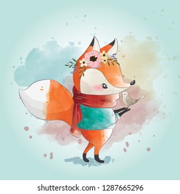 Cute Fox and His Friend