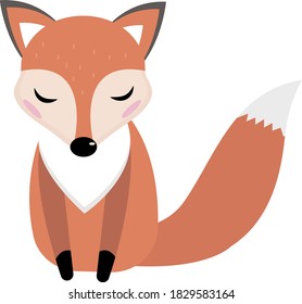 Cute fox icon flat, cartoon style. Vector illustration