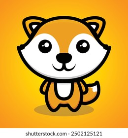 Cute Fox illustration with bright colors and line art
