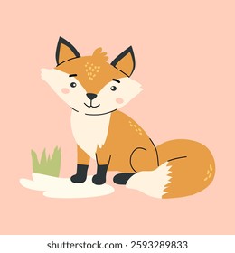 Cute fox illustration with forest theme for children's decor and design.