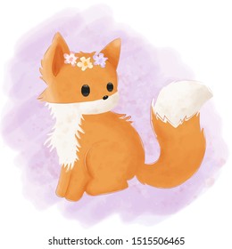 cute fox illustration for personal project, background, invitation, wallpaper and many more