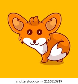 cute fox illustration suitable for mascot sticker and t-shirt design