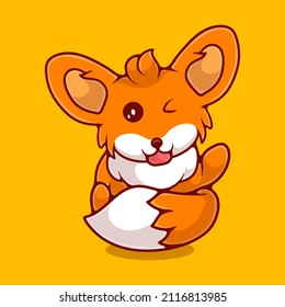 cute fox illustration suitable for mascot sticker and t-shirt design