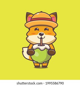 Cute fox illustration. Summer time. Cute vector design character. Vector isolated flat illustration for poster, brochure, web, mascot, sticker, logo and icon.