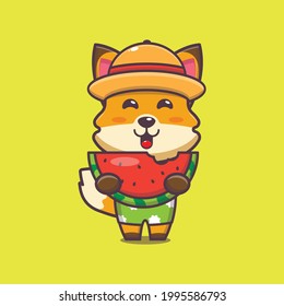 Cute fox illustration. Summer time. Cute vector design character. Vector isolated flat illustration for poster, brochure, web, mascot, sticker, logo and icon.