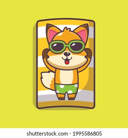 Cute fox illustration. Summer time. Cute vector design character. Vector isolated flat illustration for poster, brochure, web, mascot, sticker, logo and icon.